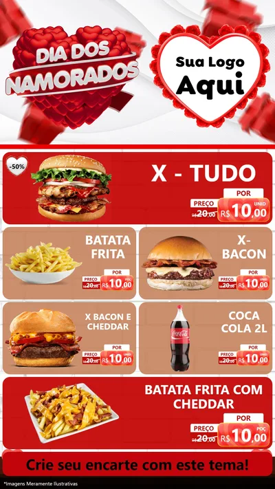 Modelo de TV para TV Vertical com o tema Dia dos Namorados para Hamburgueria