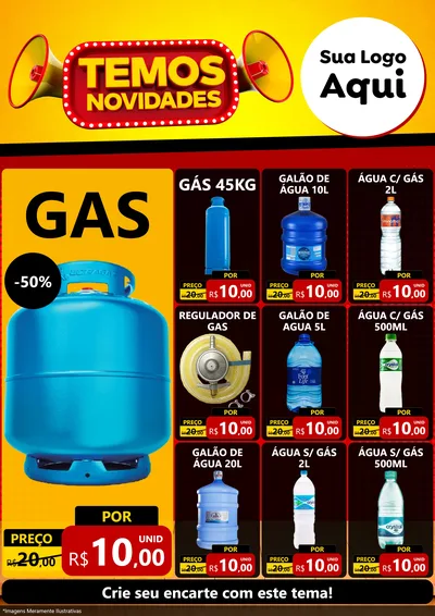Modelo de Encarte para Encarte A4 Vertical com o tema Temos Novidades para Água e gás