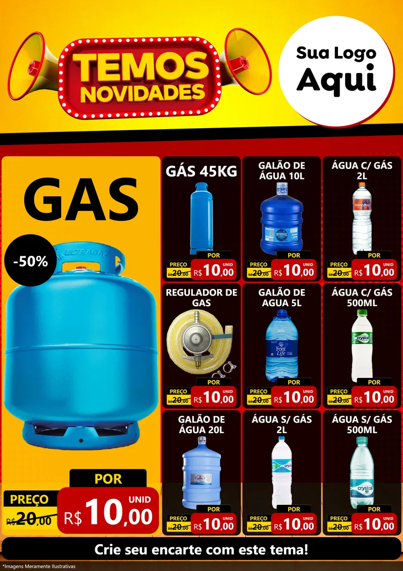 Modelo de Encarte para Encarte A4 Vertical com o tema Temos Novidades para Água e gás