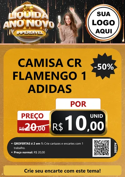 Modelo de Cartaz para Cartaz A4 Vertical com o tema Liquida Ano Novo Imperdível para Roupas e acessórios
