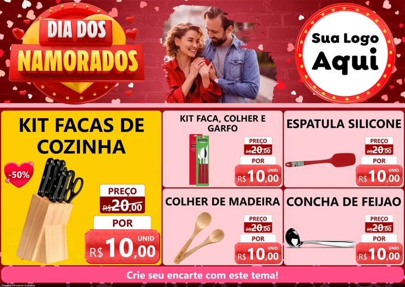 Modelo de Encarte para Encarte A4 Horizontal com o tema Dia Dos Namorados para Utilidades Domésticas