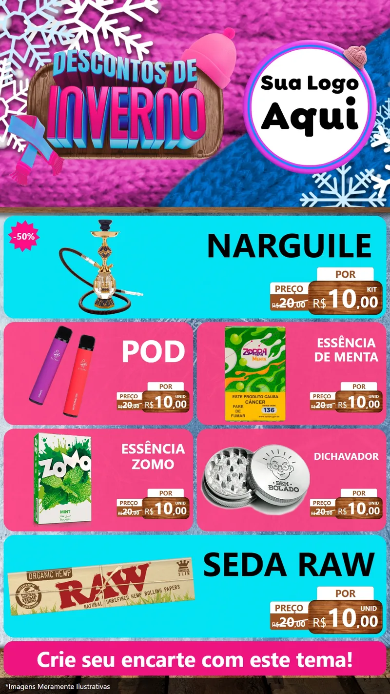 Modelo de TV para TV Vertical com o tema Descontos de Inverno para Tabacaria