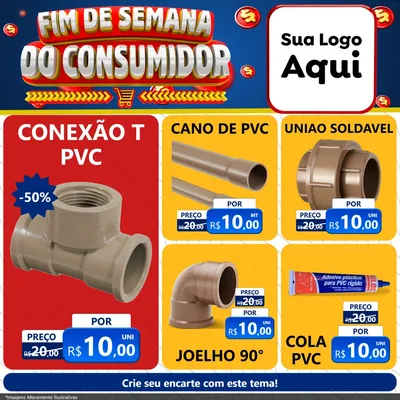 Modelo de Rede Social para Feed Facebook com o tema Fim de Semana do Consumidor para Tubos e conexões