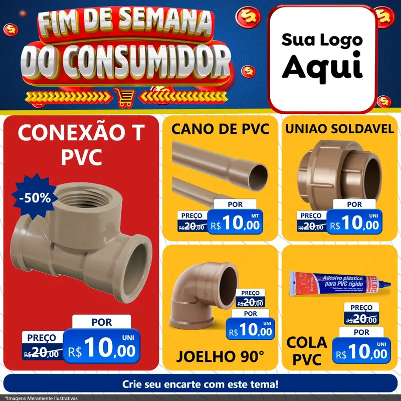 Modelo de Rede Social para Feed Facebook com o tema Fim de Semana do Consumidor para Tubos e conexões