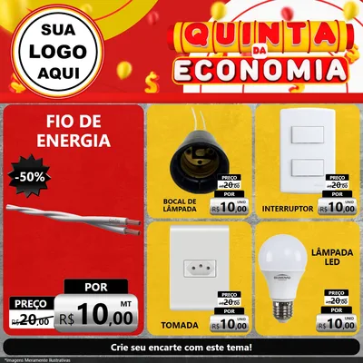 Modelo de Rede Social para Feed Facebook com o tema Quinta da Economia para Materiais Elétricos