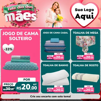Modelo de Rede Social para Feed Facebook com o tema Feliz Dia das Mães para Cama, Mesa e Banho