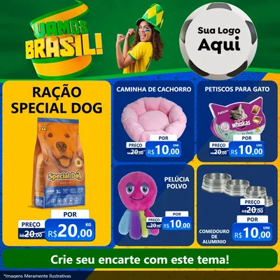 Modelo de Rede Social para Feed Facebook com o tema Vamos Brasil - Copa para Pet Shop