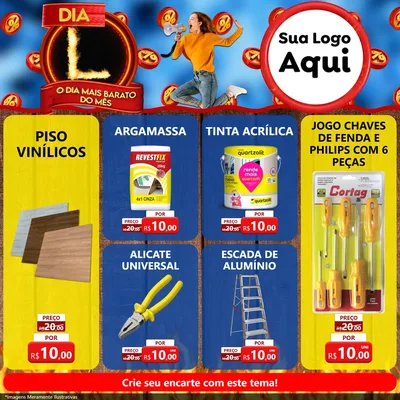 Modelo de Rede Social para Feed Facebook com o tema Dia L - O Dia Mais Barato Do Mês para Material para Construção