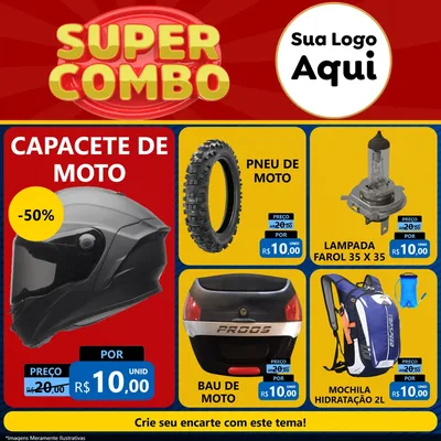 Modelo de Rede Social para Feed Facebook com o tema Super Combo para Moto peças