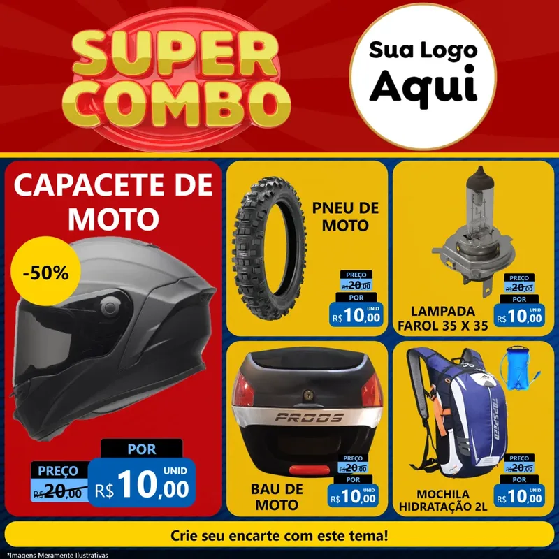 Modelo de Rede Social para Feed Facebook com o tema Super Combo para Moto peças