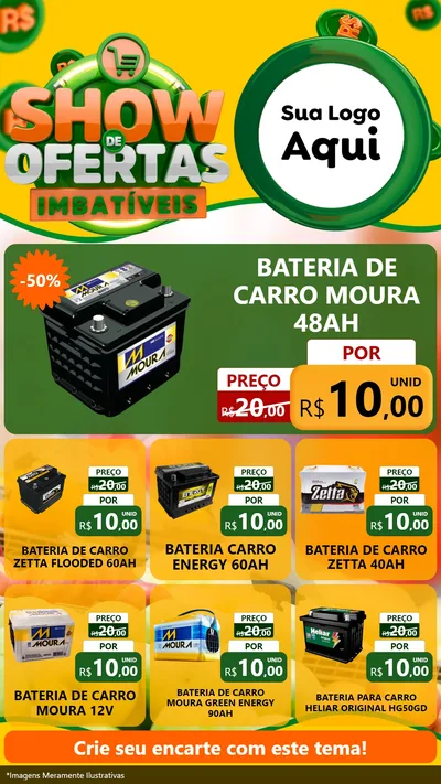 Modelo de Rede Social para Stories com o tema Show de Ofertas Imbatíveis para Baterias Elétricas