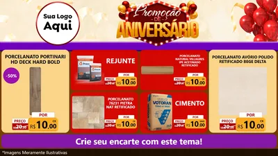 Modelo de TV para TV Horizontal com o tema Promoção de Aniversário para Pisos e revestimentos