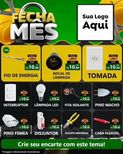 Modelo de Rede Social para Feed Instagram com o tema Fecha Mês para Materiais Elétricos