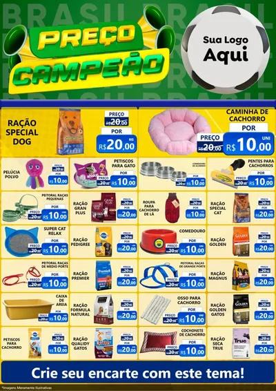 Modelo de Encarte para Encarte A4 Vertical com o tema Preço Campeão - Copa para Pet Shop