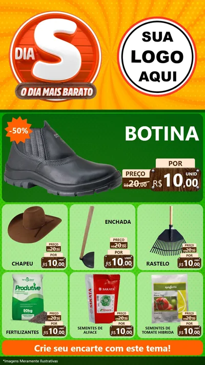 Modelo de Rede Social para Stories com o tema Dia S - O Dia Mais Barato para Agropecuária