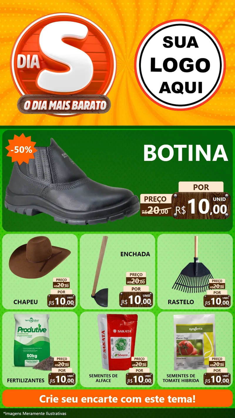 Modelo de Rede Social para Stories com o tema Dia S - O Dia Mais Barato para Agropecuária