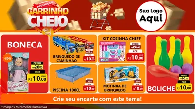 Modelo de TV para TV Horizontal com o tema Promoção carrinho cheio para Brinquedos