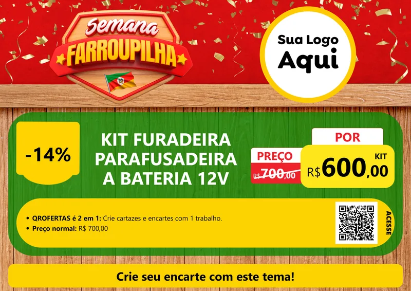 Modelo de Cartaz para Cartaz A4 Horizontal com o tema Semana Farroupilha para Maquinas e Ferramentas