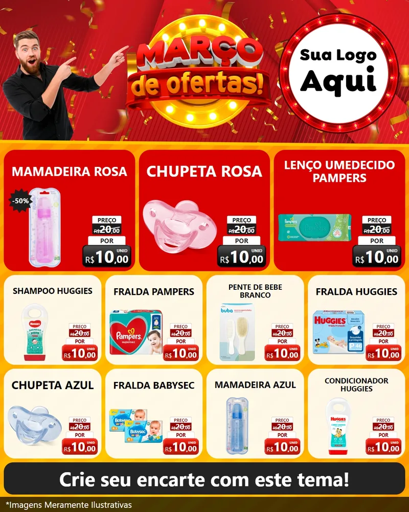 Modelo de Rede Social para Feed Instagram com o tema Março de Ofertas! para Bebês