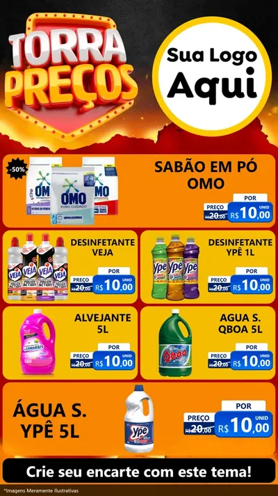 Modelo de TV para TV Vertical com o tema Torra Preços para Produtos de Limpeza