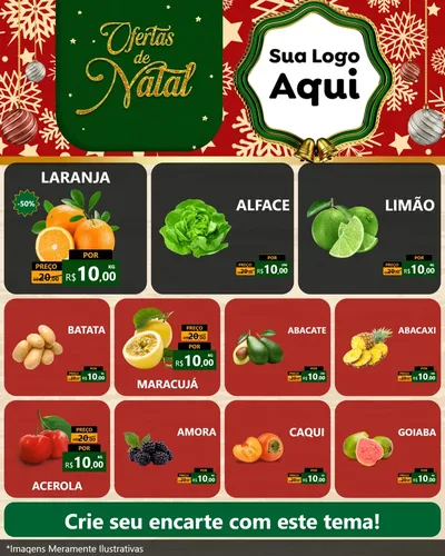 Modelo de Rede Social para Feed Instagram com o tema Natal de Ofertas para Hortifrúti