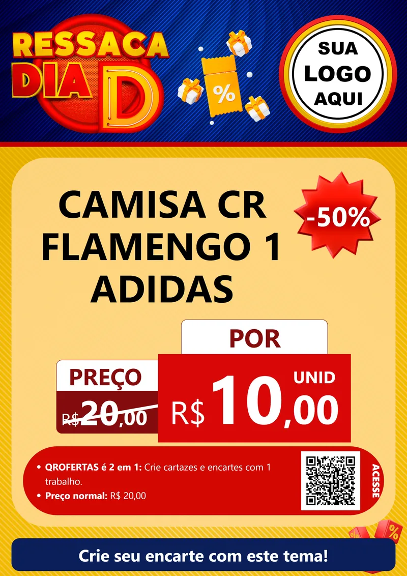 Modelo de Cartaz para Cartaz A4 Vertical com o tema Ressaca Dia D para Roupas e acessórios