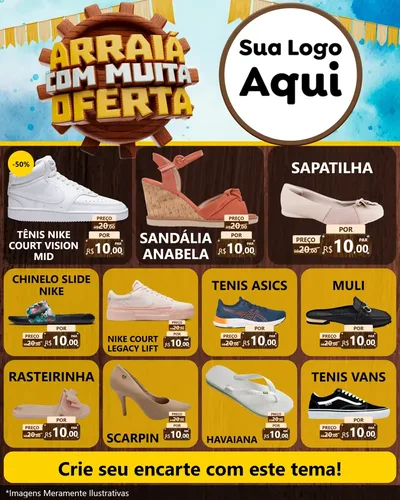 Modelo de Rede Social para Feed Instagram com o tema Ofertas de São João - Junina para Calçados