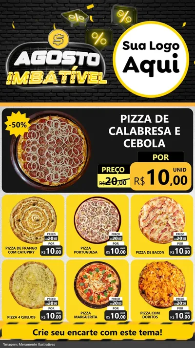 Modelo de Rede Social para Stories com o tema Agosto Imbatível para Pizzaria