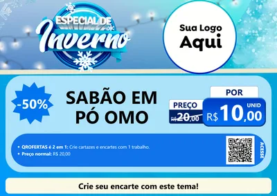 Modelo de Cartaz para Cartaz A4 Horizontal com o tema Especial de Inverno para Produtos de Limpeza