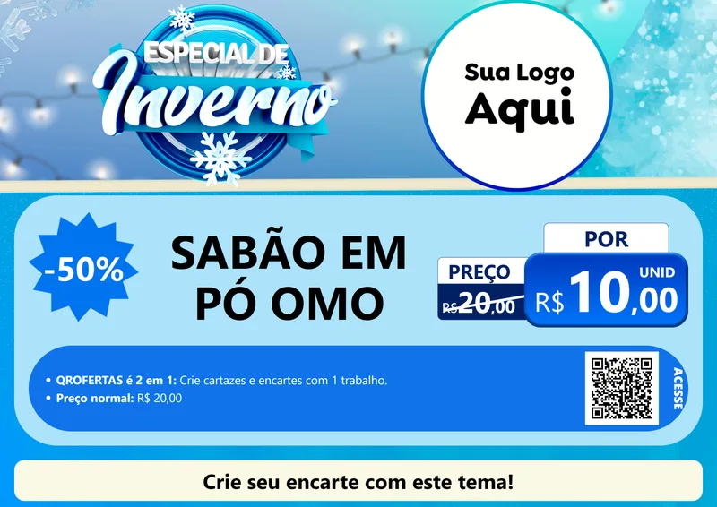 Modelo de Cartaz para Cartaz A4 Horizontal com o tema Especial de Inverno para Produtos de Limpeza
