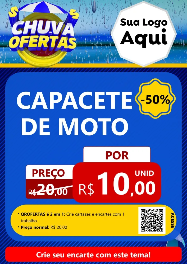 Modelo de Cartaz para Cartaz A4 Vertical com o tema Chuva de Ofertas para Moto peças