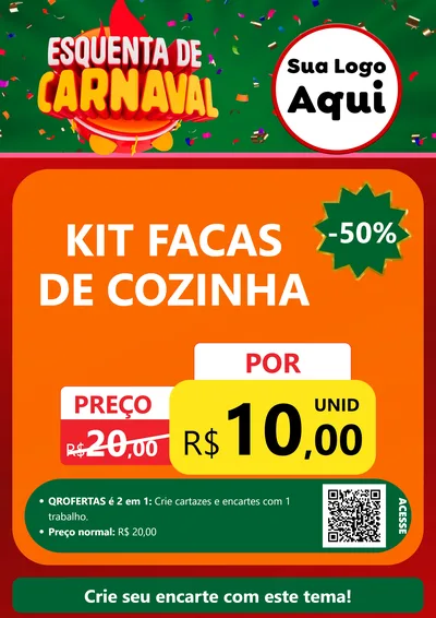 Modelo de Cartaz para Cartaz A4 Vertical com o tema Esquenta de Carnaval para Utilidades Domésticas