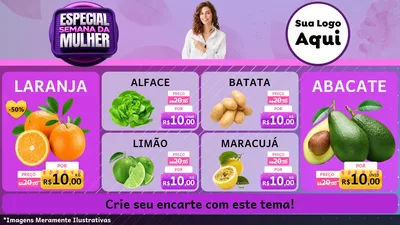 Modelo de TV para TV Horizontal com o tema Especial Semana da Mulher para Hortifrúti