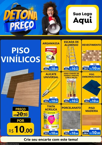 Modelo de Encarte para Encarte A4 Vertical com o tema Detona Preços para Material para Construção