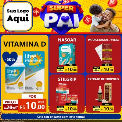 Modelo de Rede Social para Feed Facebook com o tema Super Pai para Farmácia