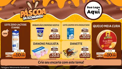 Modelo de TV para TV Horizontal com o tema Páscoa da Economia para Frios e Laticínios