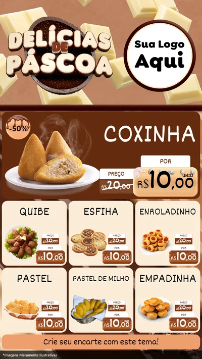 Modelo de Rede Social para Stories com o tema Delícias de Páscoa para Salgadaria