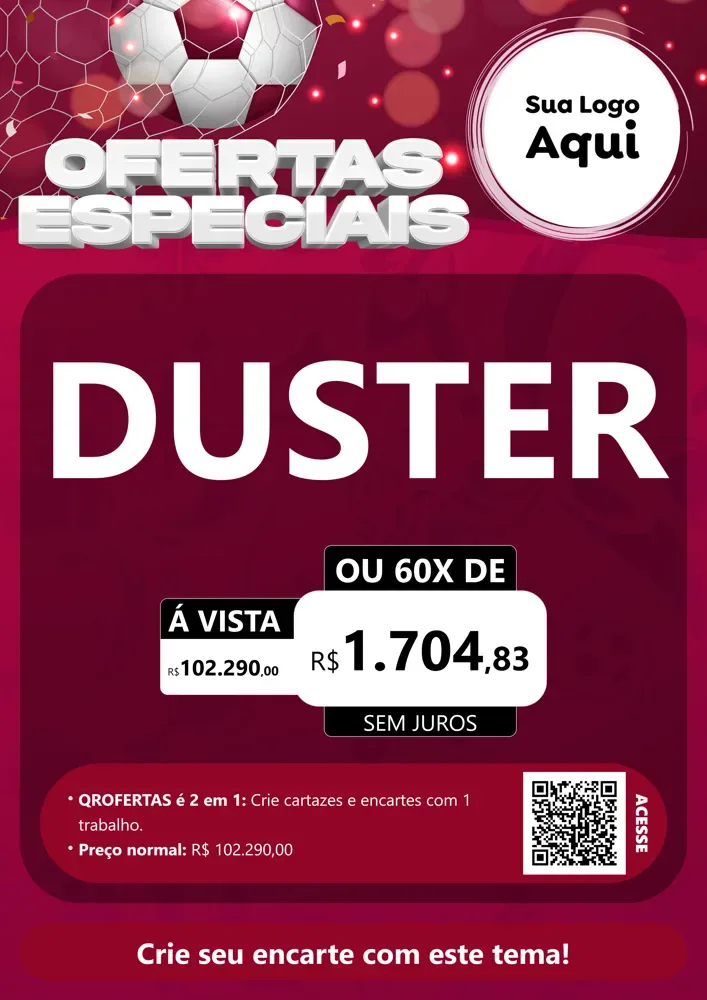 Modelo de Cartaz para Cartaz A4 Vertical com o tema Ofertas Especiais - Futebol para Concessionaria de Carros