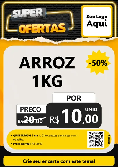 Modelo de Cartaz para Cartaz A4 Vertical com o tema Super Ofertas para Supermercado