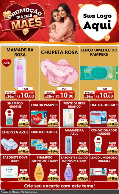 Modelo de Encarte para Encarte Grande com o tema Promoção Dia das Mães para Bebês