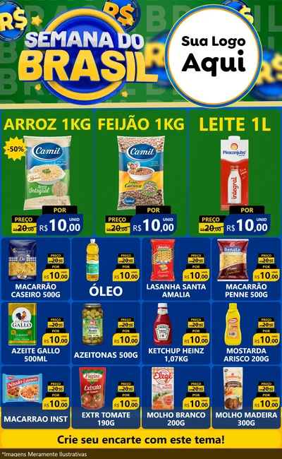 Modelo de Encarte para Encarte Grande com o tema Semana Do Brasil para Supermercado