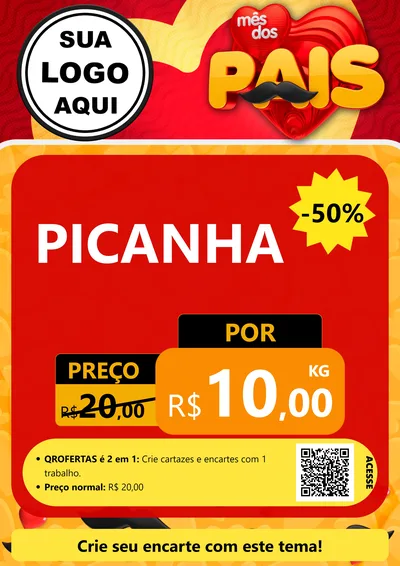 Modelo de Cartaz para Cartaz A4 Vertical com o tema Mês Dos Pais para Açougue