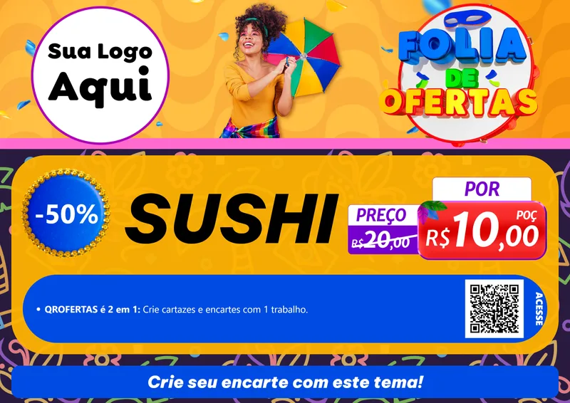 Modelo de Cartaz para Cartaz A4 Horizontal com o tema Folia de Ofertas para Comida japonesa