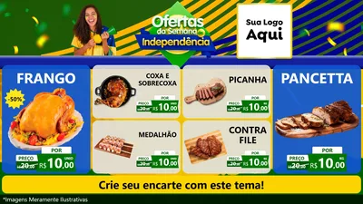 Modelo de TV para TV Horizontal com o tema Ofertas da Semana da Independência para Assados