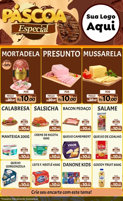 Modelo de Encarte para Encarte Grande com o tema Páscoa Especial para Frios e Laticínios