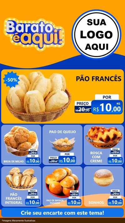 Modelo de Rede Social para Stories com o tema Barato é aqui para Padaria