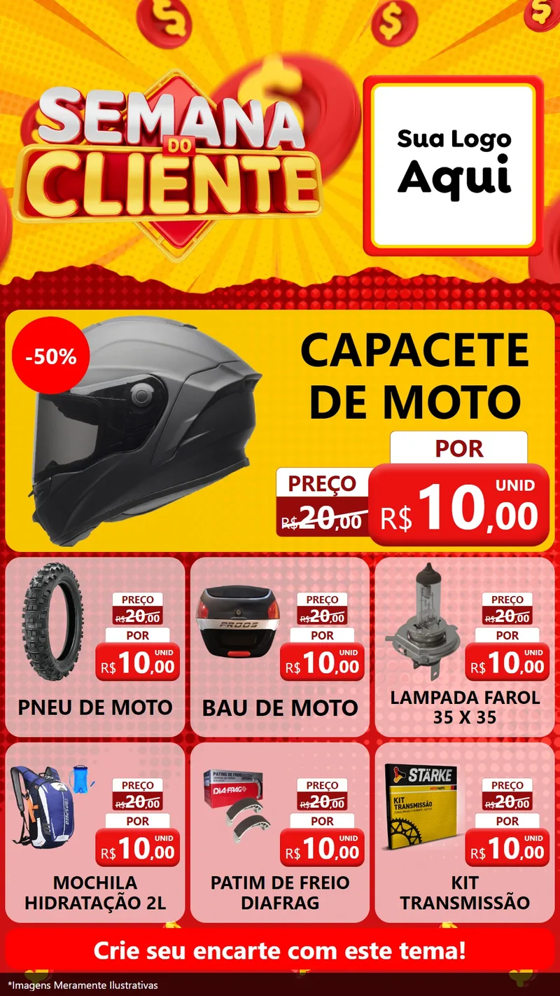 Modelo de Rede Social para Stories com o tema Semana do Cliente para Moto peças