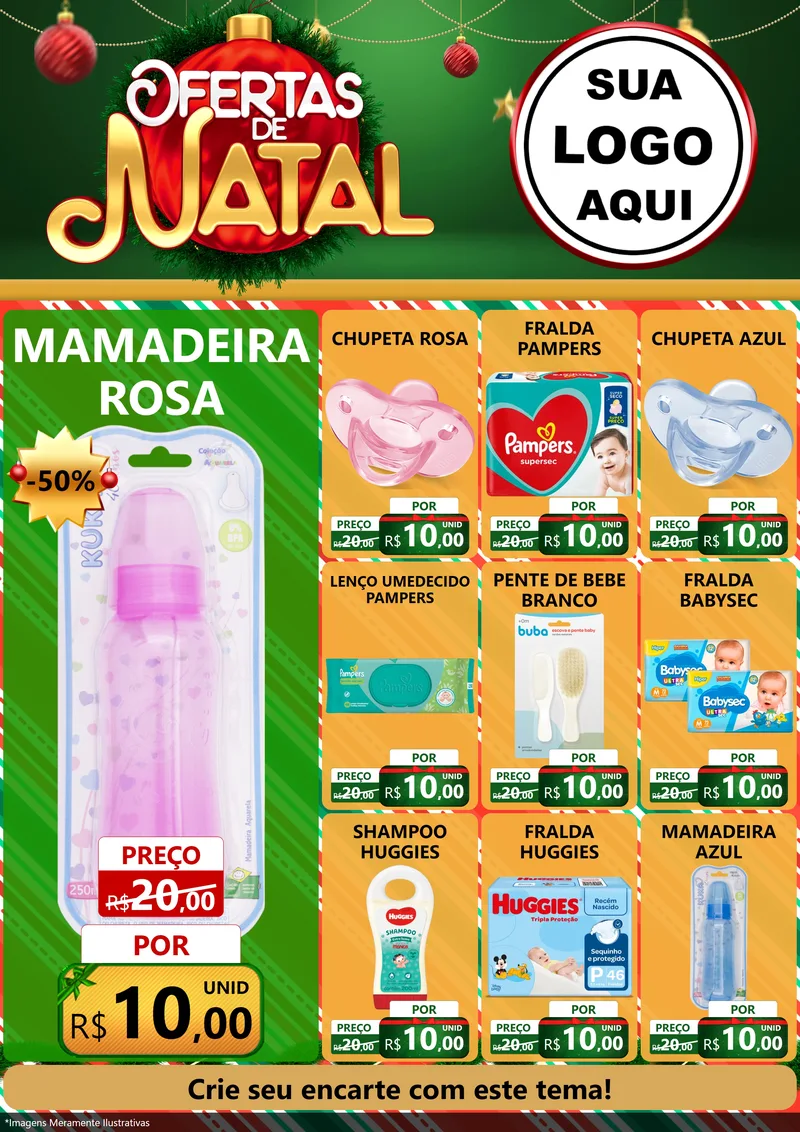 Modelo de Encarte para Encarte A4 Vertical com o tema Ofertas de Natal para Bebês