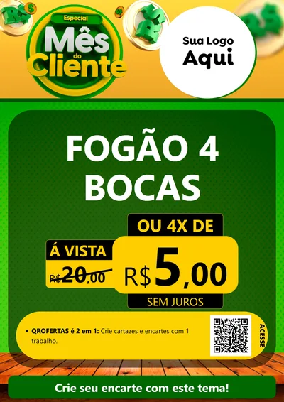 Modelo de Cartaz para Cartaz A4 Vertical com o tema Especial Mês do Cliente para Móveis e Eletro