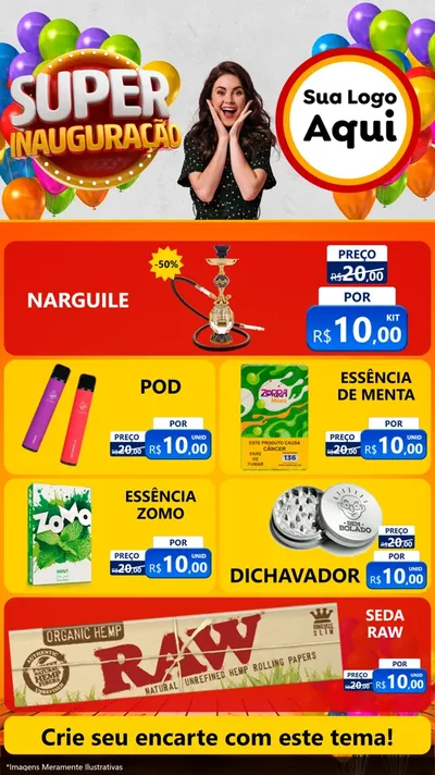 Modelo de TV para TV Vertical com o tema Super Inauguração para Tabacaria